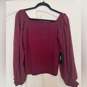 Lulu's Deep Red Square Neck Blouse
